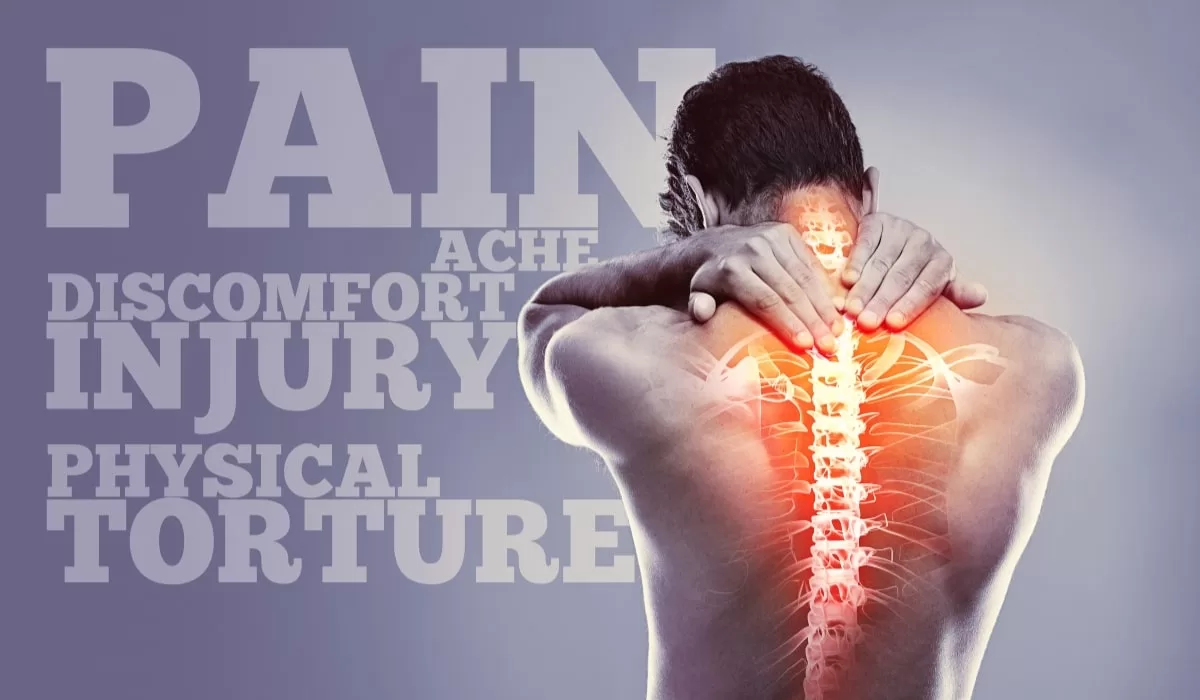 Image of a man with his spine highlighted to show he is in pain