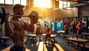 A high-intensity training session in a state-of-the-art gym, bathed in warm, golden light filtering through large windows. In the foreground, a determined athlete performs a complex weightlifting exercise, their muscles straining with effort. In the middle ground, others engage in a variety of conditioning drills, pushing their limits. The background showcases cutting-edge recovery technologies, such as cryotherapy chambers and massage tables, hinting at the holistic approach to peak performance. The atmosphere is one of focus, dedication, and the relentless pursuit of athletic excellence.