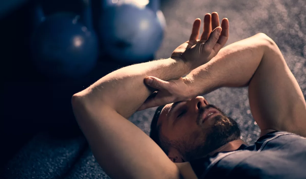 Man stretching outdoor